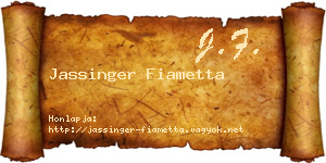 Jassinger Fiametta névjegykártya